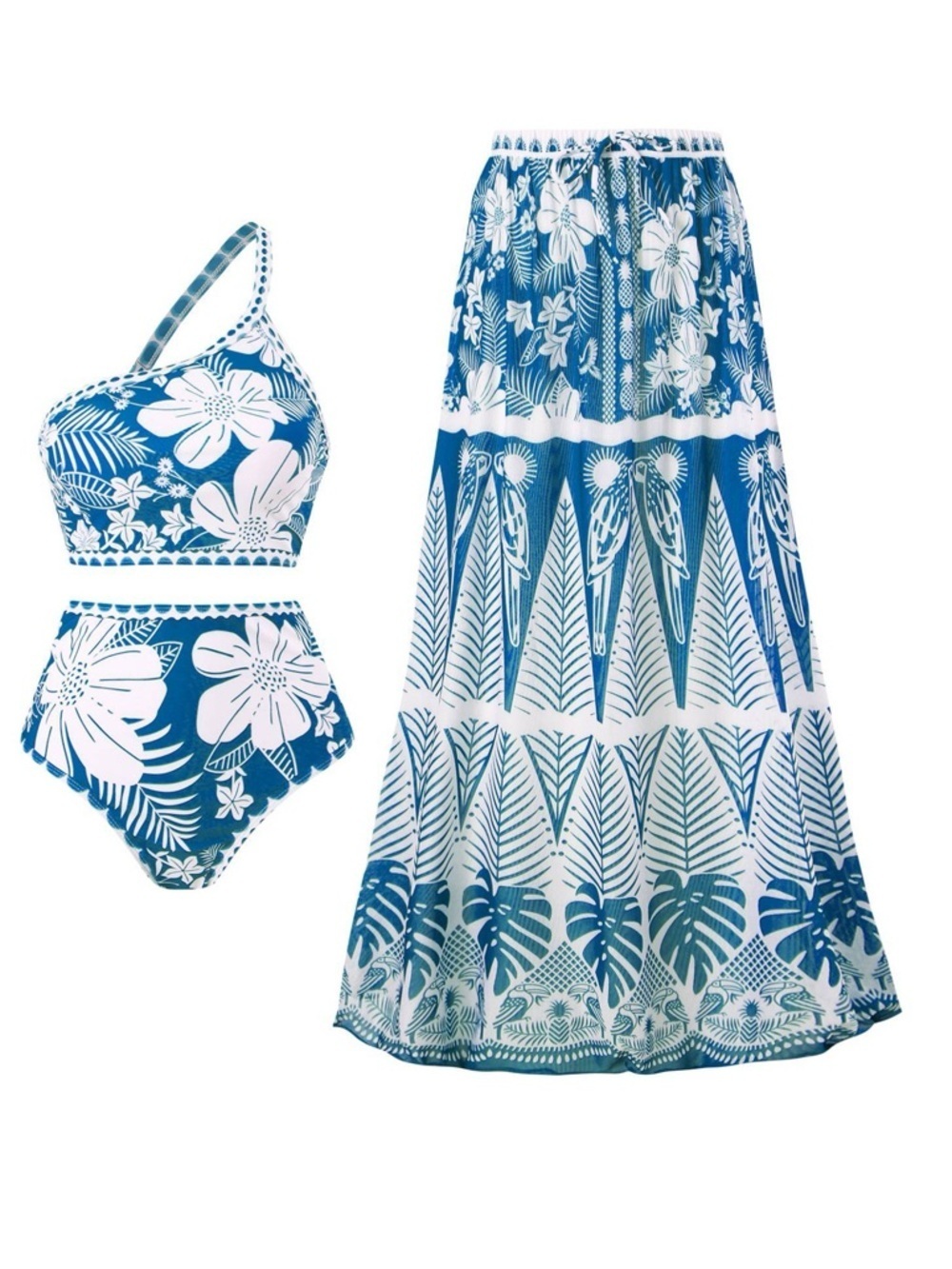 🌺Salty Waves Printed Bikini Skirt Three-piece Set-NWOT